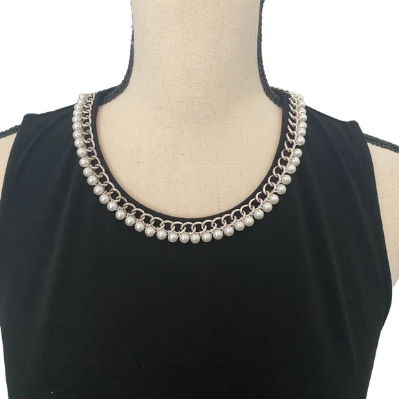 Karl Lagerfeld Beaded Crew Neck Sleeveless Black Midi Dress Size 10 - Picture 2 of 14